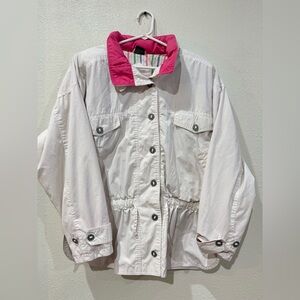 Stylish Utility Jacket with Pink Collar